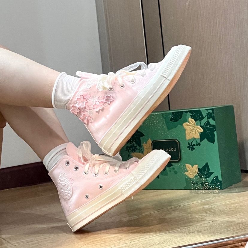 Embroidery Design Free - Womens Embroidery Canvas Sneakers Cherry Pink,