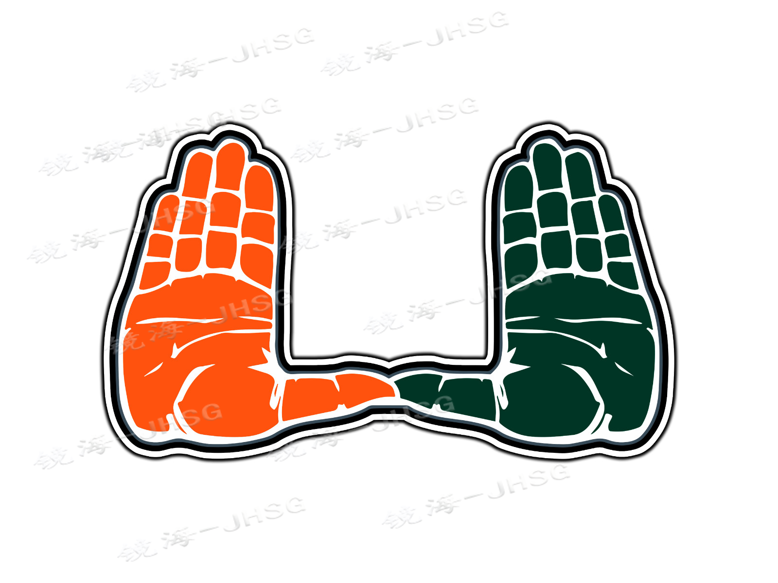 Embroidery University - Miami Hurricane Hand Logo University Stickers