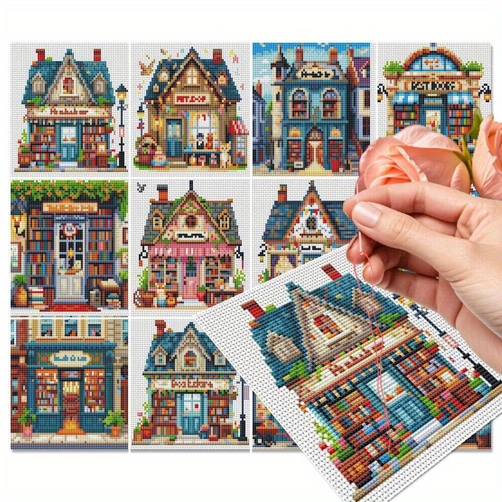 Embroidery Artist - 12Pcs Cross Stitch Kits House Landscape