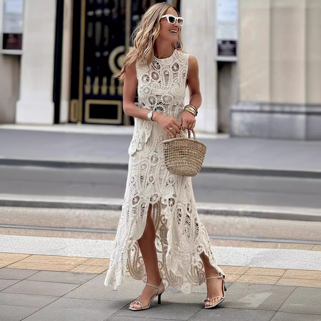 Embroidery Vest - Sexy Embroidery Lace Jacquard Women Set