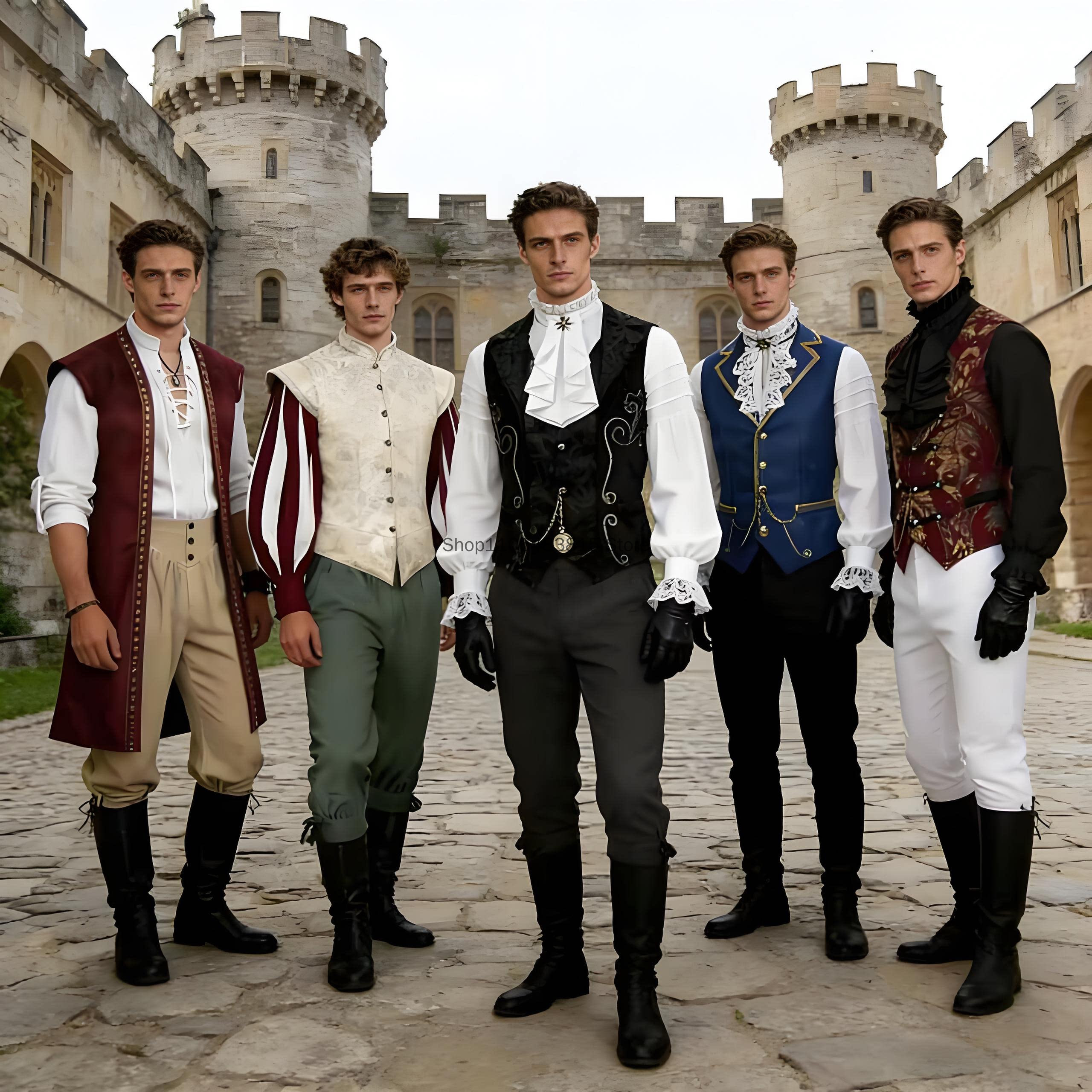 Embroidery Vest - Medieval Men's Noble Vest Embroidery Pirate