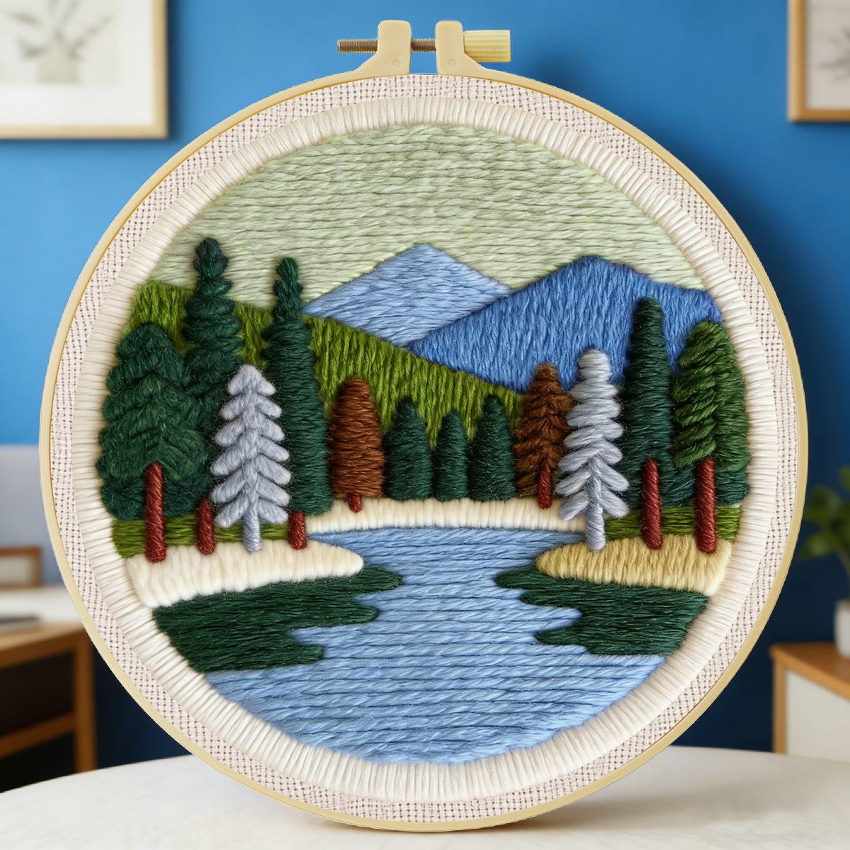 Embroidery Artist - 20X20CM/7.87inch Scenery Punch Needle Embroidery Set