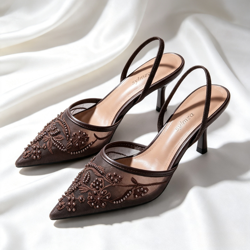 Embroidery Design Free - Elegant Mesh Embroidery High Heels for