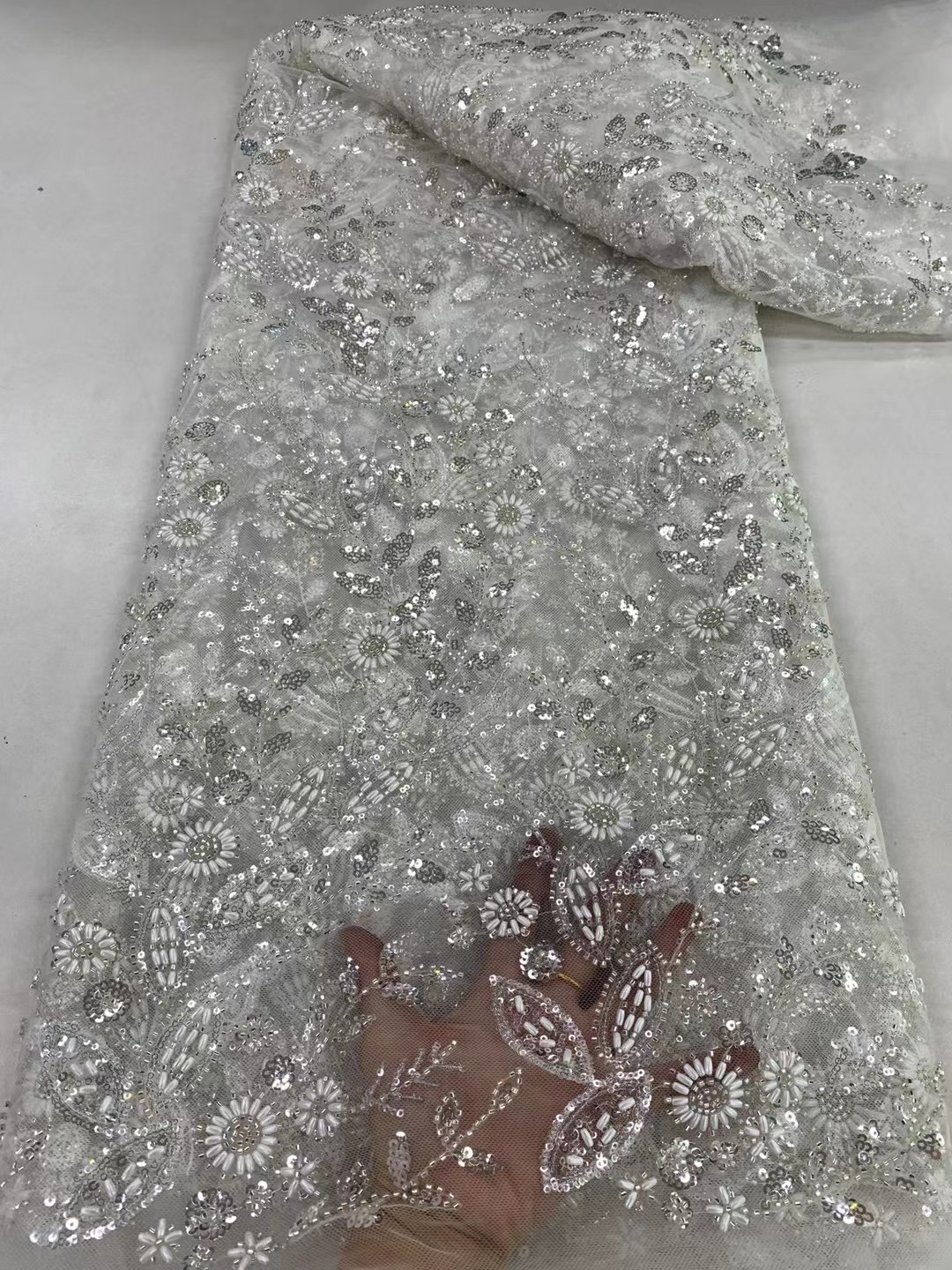 Gold French Beaded Lace Bride  - Embroidery Pashmina avis et prix