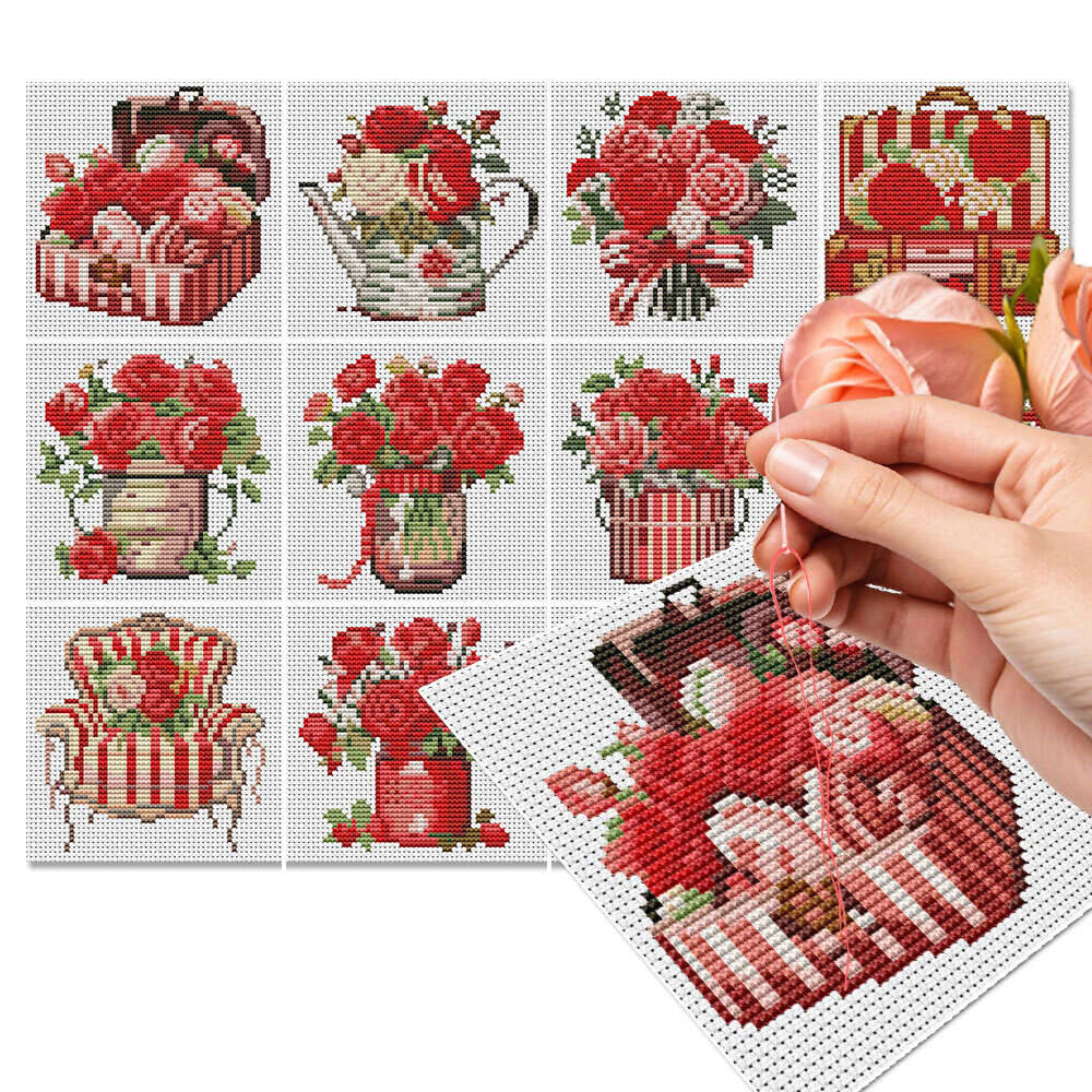 12Pcs Rose Cross Stitch 11Ct P - Embroidery Rose Stitch avis et prix