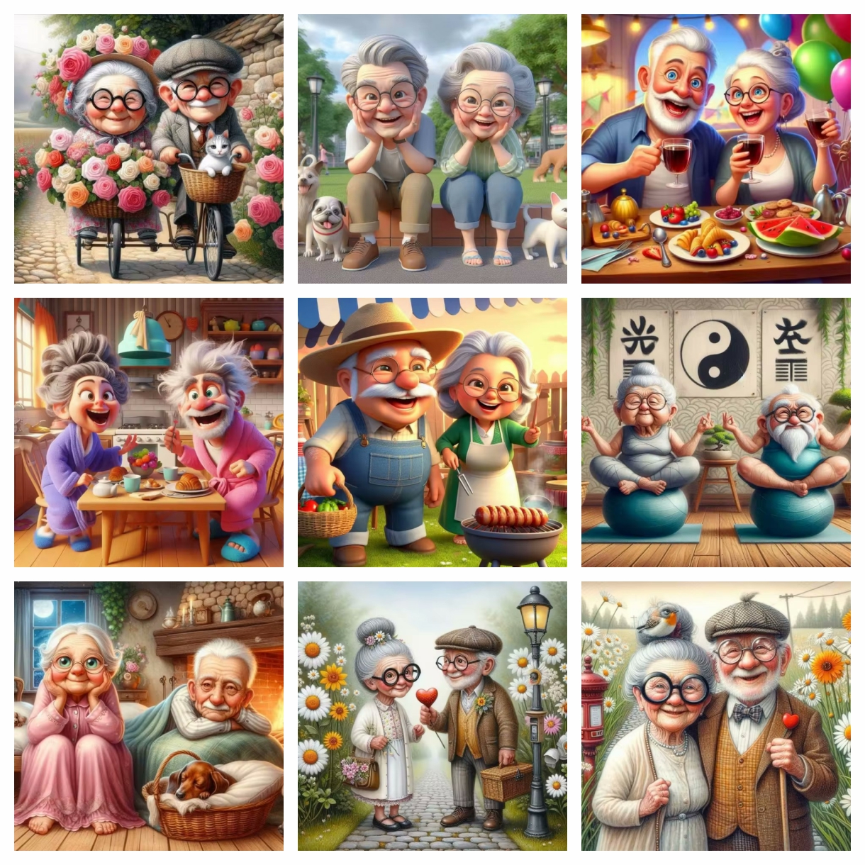 Cartoon Happy Old Couple 5D Fu - Embroidery Lovers avis et prix