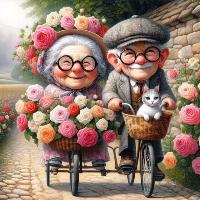 Cartoon Happy Old Couple 5D Fu - Embroidery Lovers avis et prix