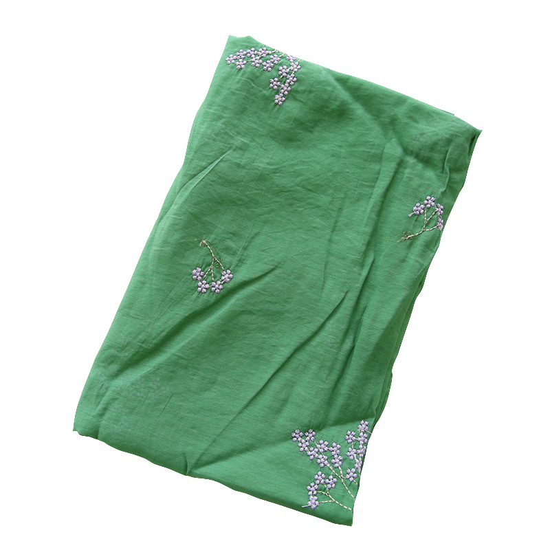 Summer dark green silk embroid - Embroidery Canvas avis et prix