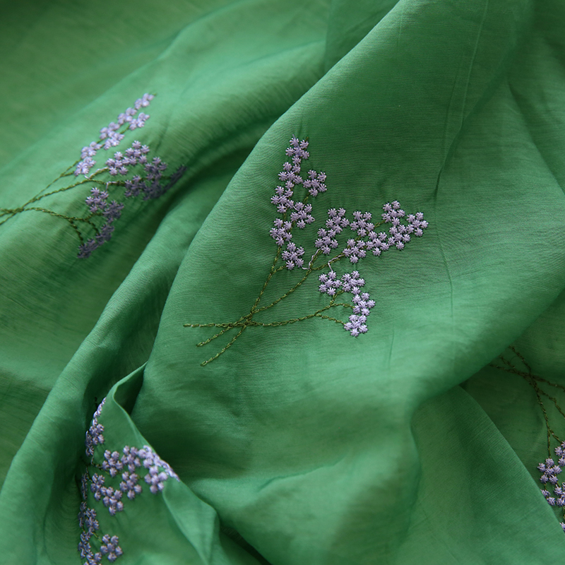Summer dark green silk embroid - Embroidery Canvas avis et prix