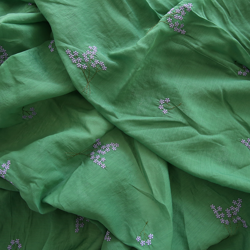 Summer dark green silk embroid - Embroidery Canvas avis et prix
