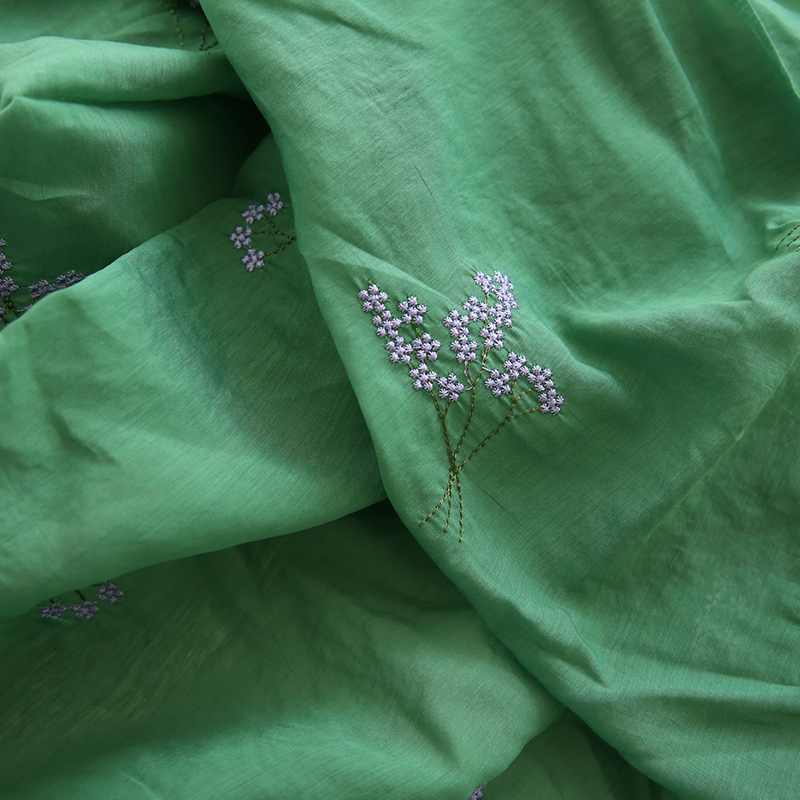 Summer dark green silk embroid - Embroidery Canvas avis et prix