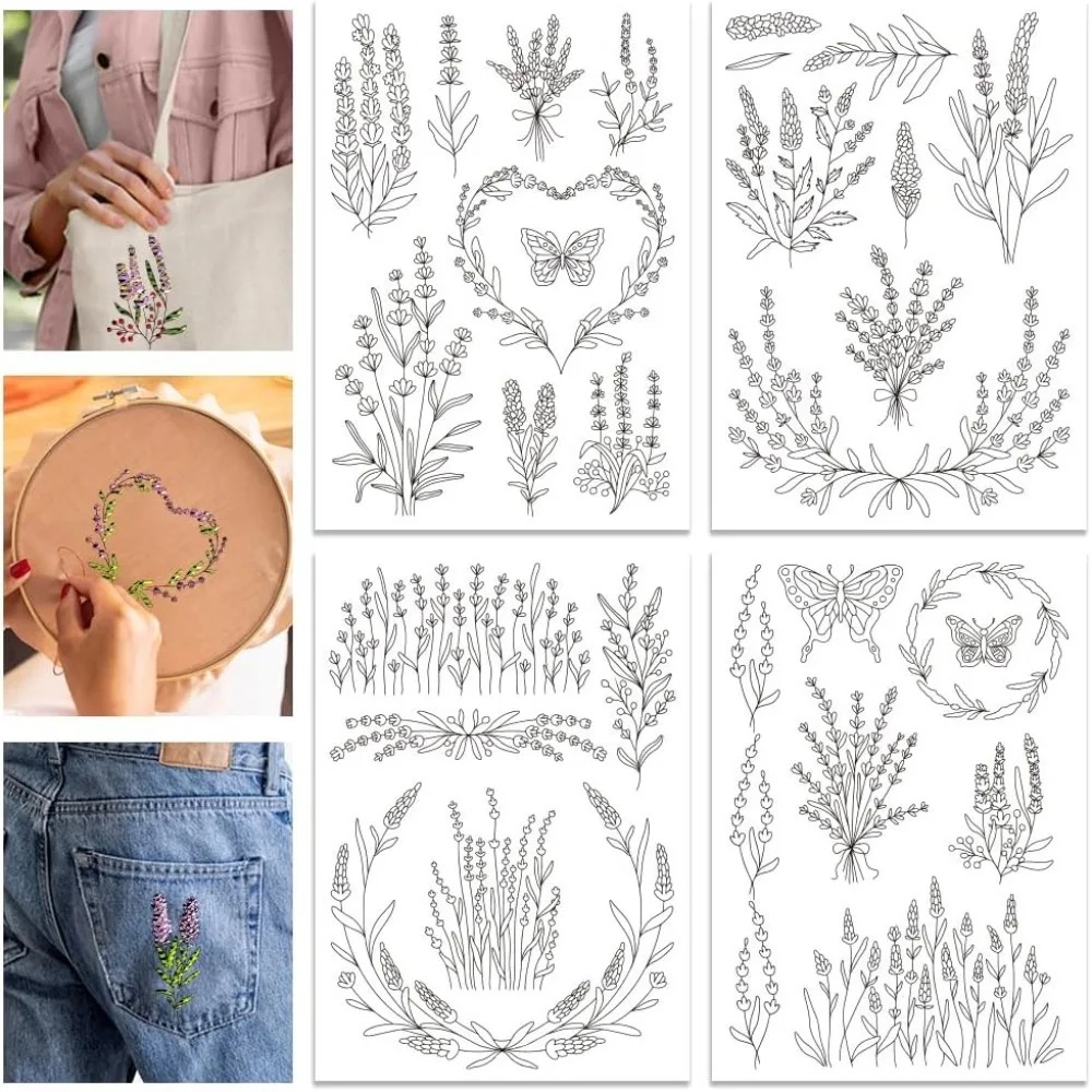 4 Sheets Lavender Flower Butte - Embroidery Sheet avis et prix