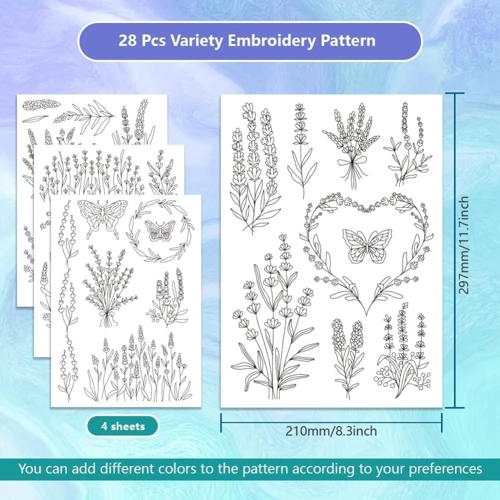 4 Sheets Lavender Flower Butte - Embroidery Sheet avis et prix