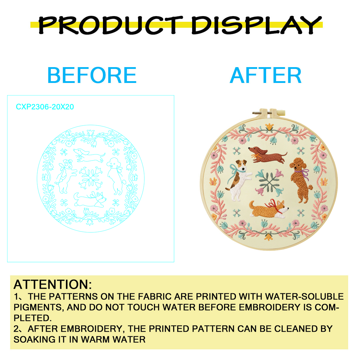 1pc 20X20CM/15X15CM running do - Embroidery Running Stitch avis et prix
