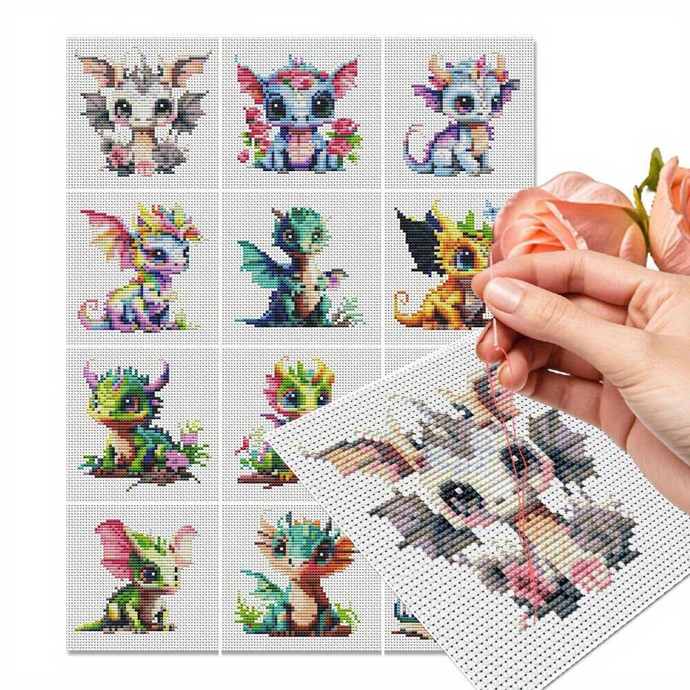 12Pcs Dragon Cross Stitch 11CT - Embroidery Tas avis et prix