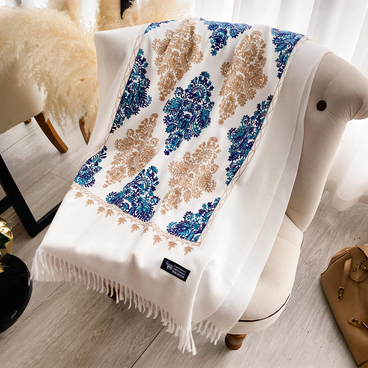 Women Fashion Winter Warm Cash - Embroidery Pashmina avis et prix