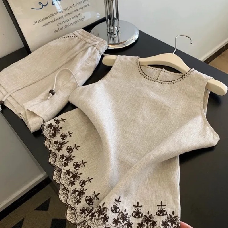 Simple Old Money Style Cotton  - Embroidery Vest avis et prix
