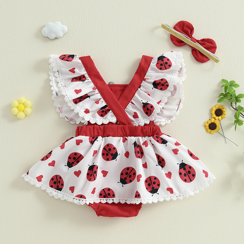 0-18M Newborn Baby Girls Cute  - Embroidery Lady Bug avis et prix