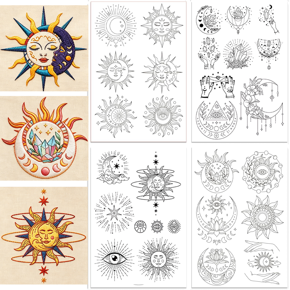 Sun Moon Pattern Water Soluble - Embroidery Lovers avis et prix