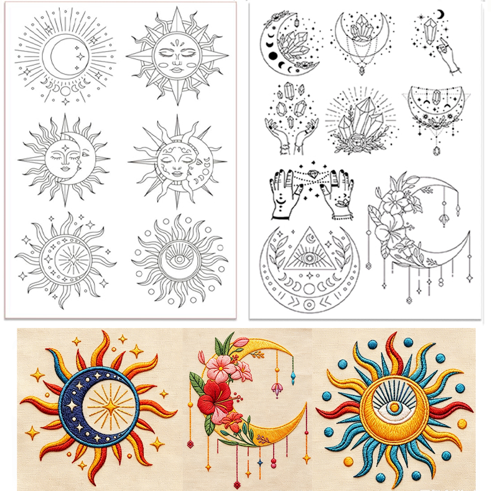 Sun Moon Pattern Water Soluble - Embroidery Lovers avis et prix