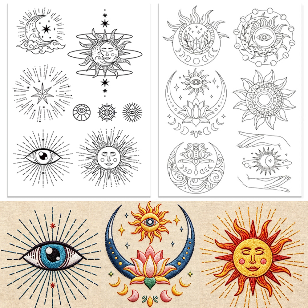 Sun Moon Pattern Water Soluble - Embroidery Lovers avis et prix