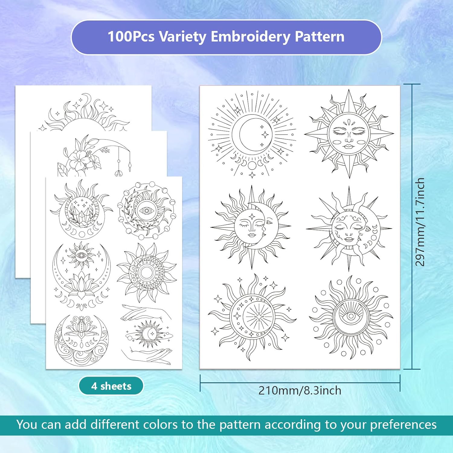 Sun Moon Pattern Water Soluble - Embroidery Lovers avis et prix