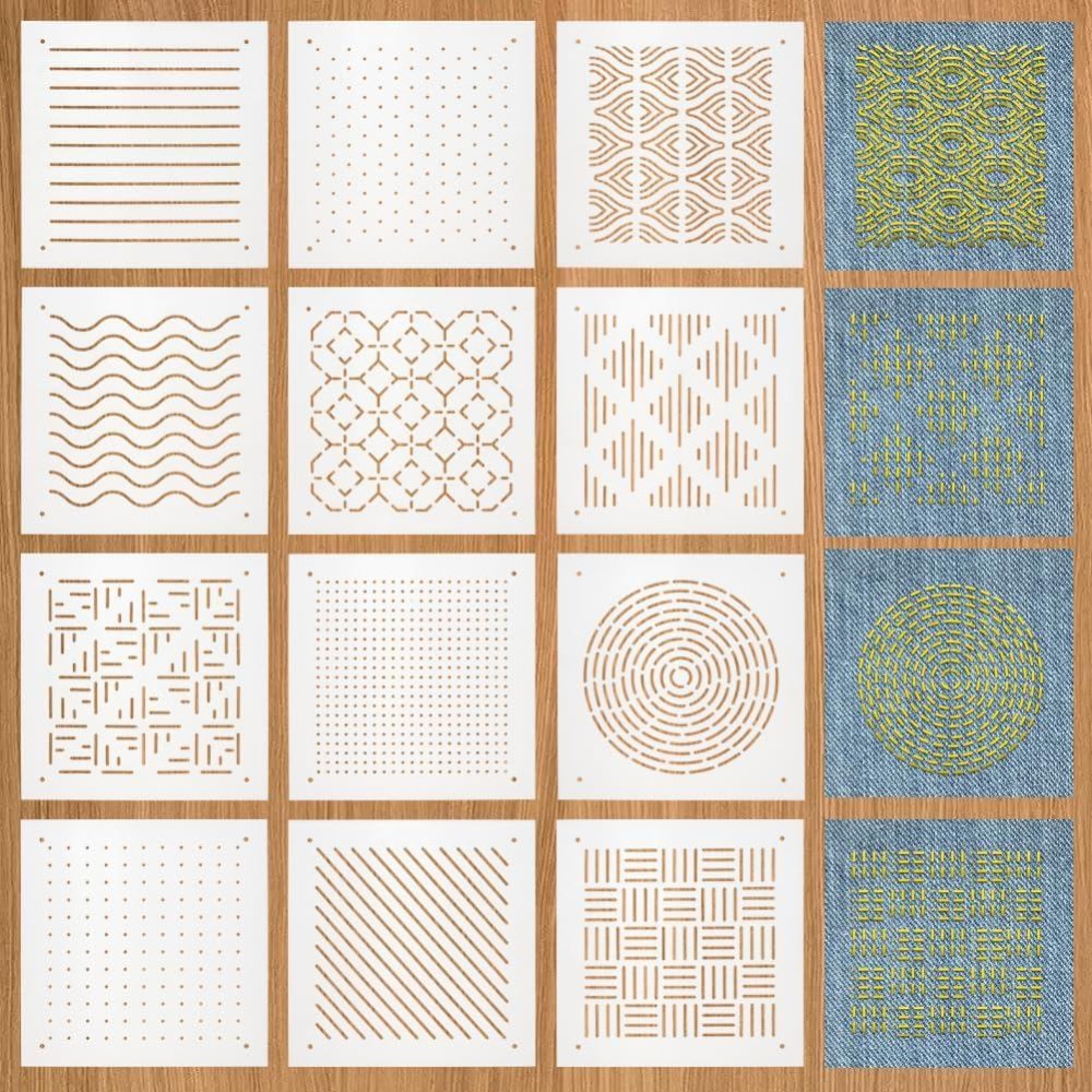 12Pcs Plastic Sashiko Stencil  - Embroidery Service avis et prix