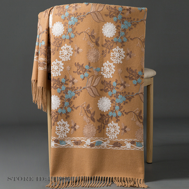 Women's Cashmere Pashmina Scar - Embroidery Pashmina avis et prix