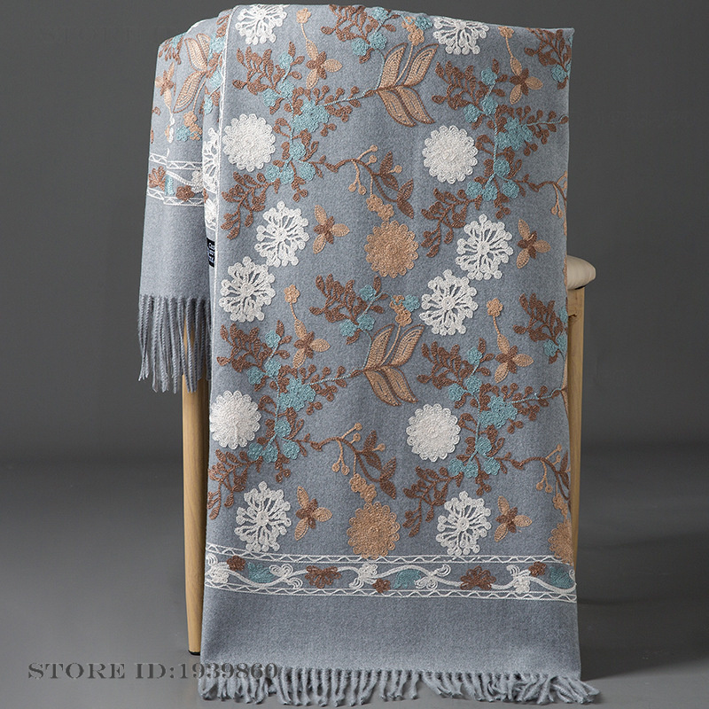 Women's Cashmere Pashmina Scar - Embroidery Pashmina avis et prix