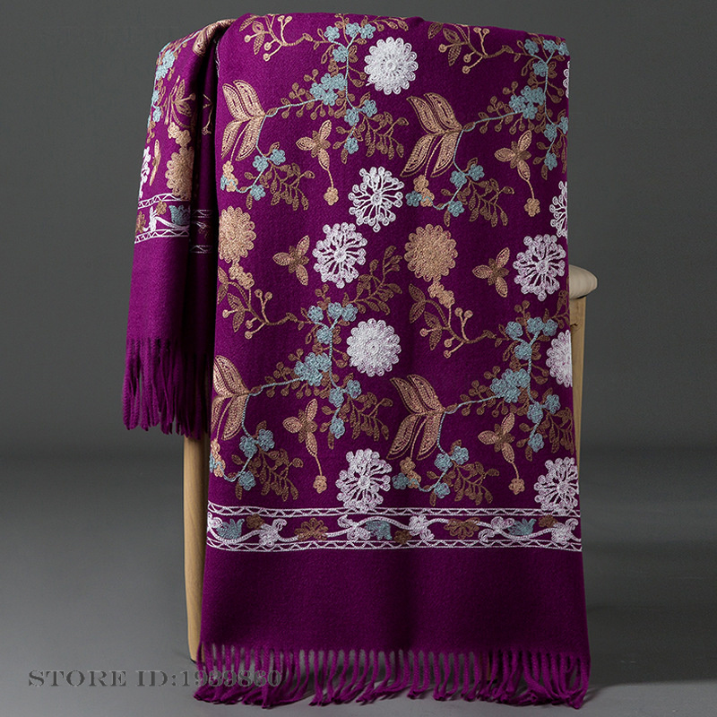 Women's Cashmere Pashmina Scar - Embroidery Pashmina avis et prix