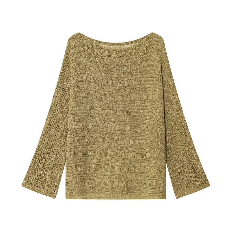 Vintage Boat Neck Knit Sweater - Embroidery Fashion avis et prix