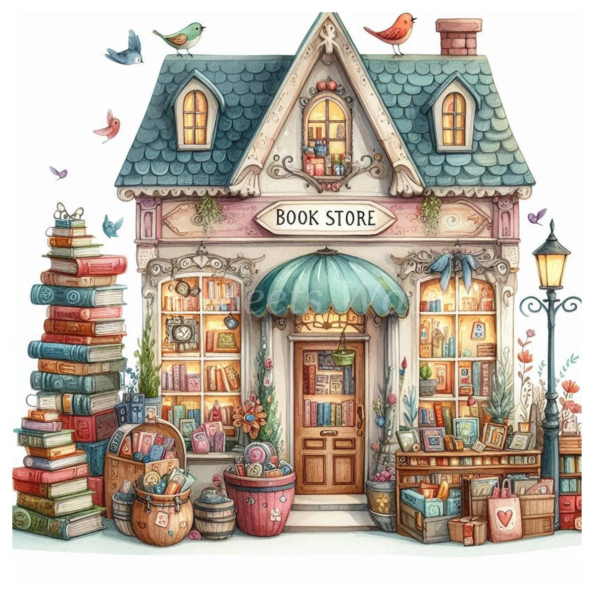 Small Bookstore 30X30CM/11.8in - Embroidery Artist avis et prix