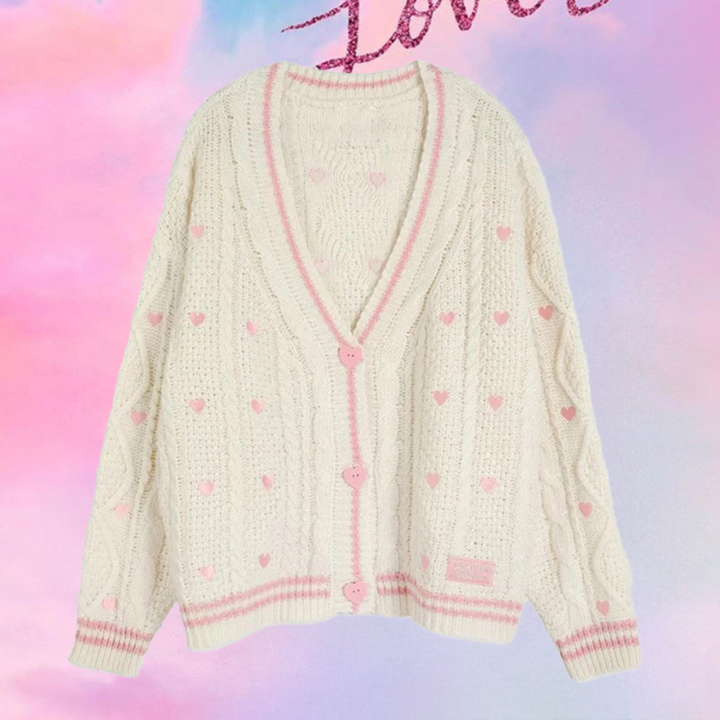 Lover Cardigan with Pink Heart - Embroidery Lovers avis et prix