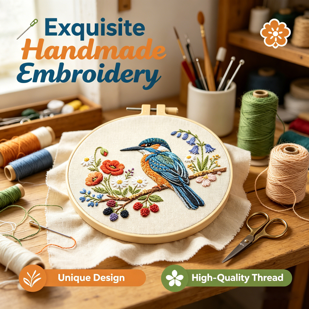 30x30cm Bird Flower Embroidery - Embroidery Lovers avis et prix