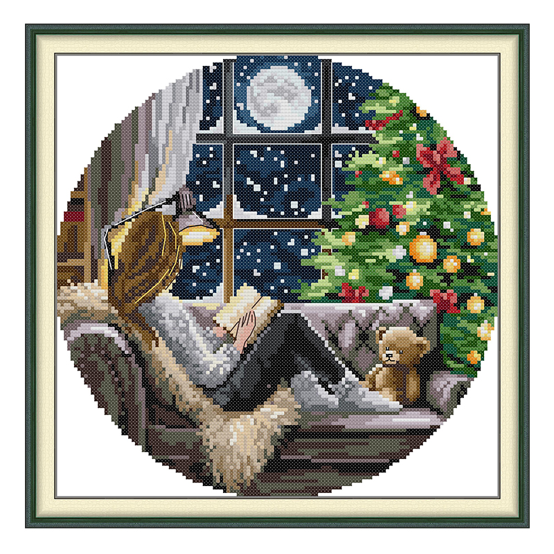 The Christmas Tree and Girl Pa - Embroidery Tas avis et prix