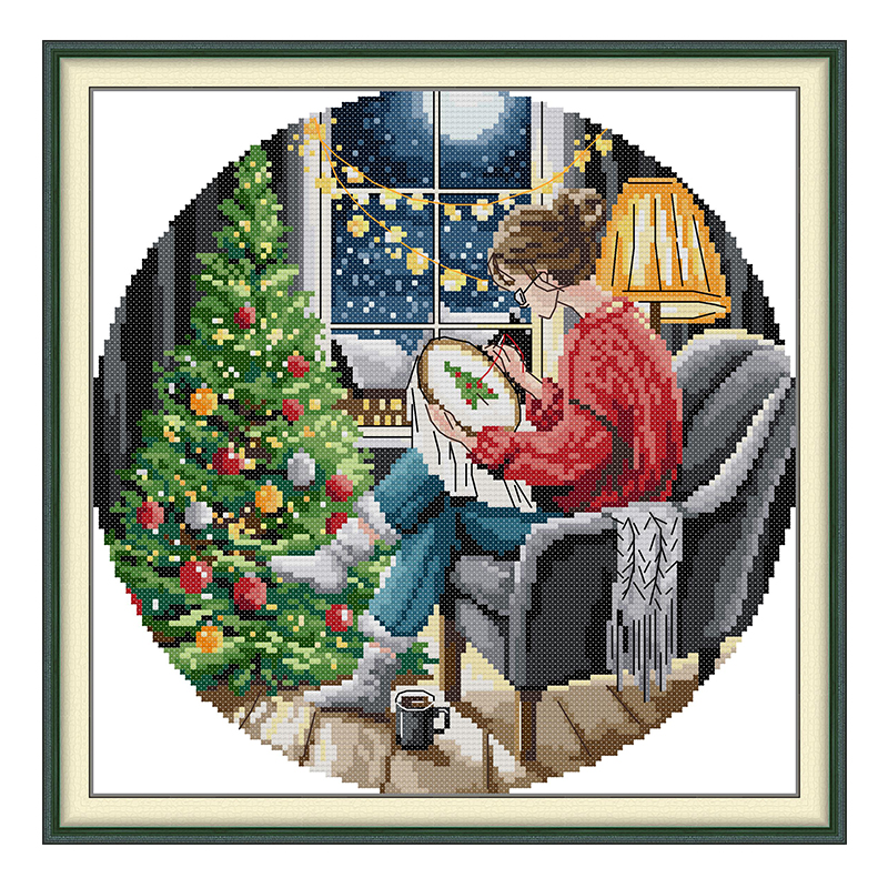 The Christmas Tree and Girl Pa - Embroidery Tas avis et prix