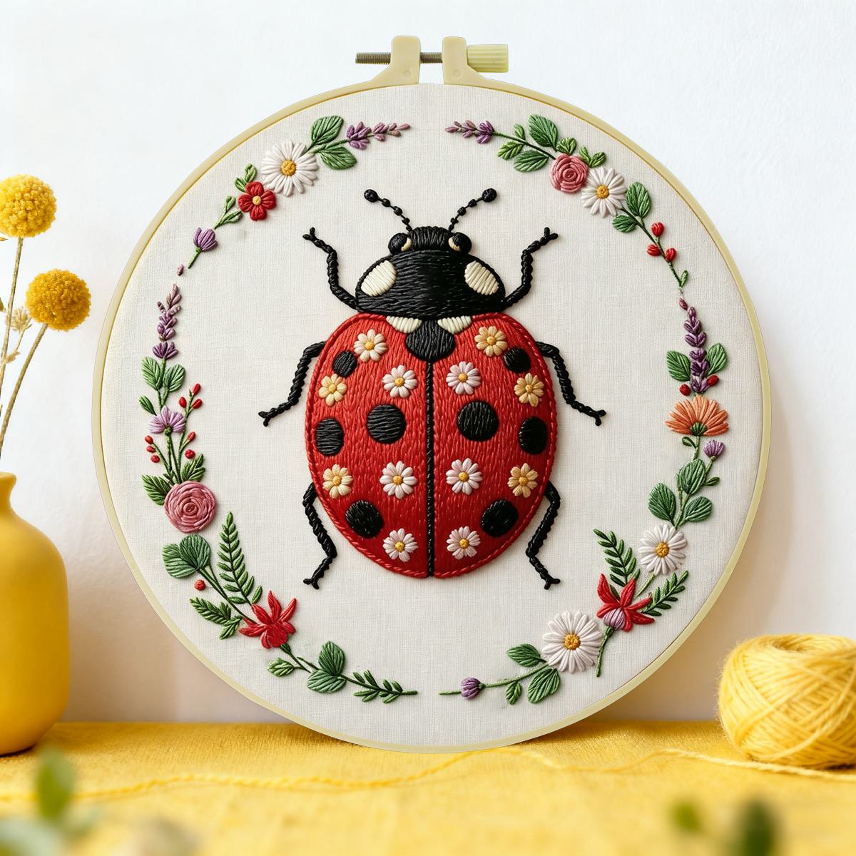 1pc 20X20CM/15X15CM 7.87/6.3in - Embroidery Lady Bug avis et prix