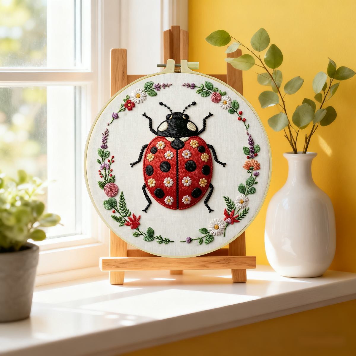 1pc 20X20CM/15X15CM 7.87/6.3in - Embroidery Lady Bug avis et prix