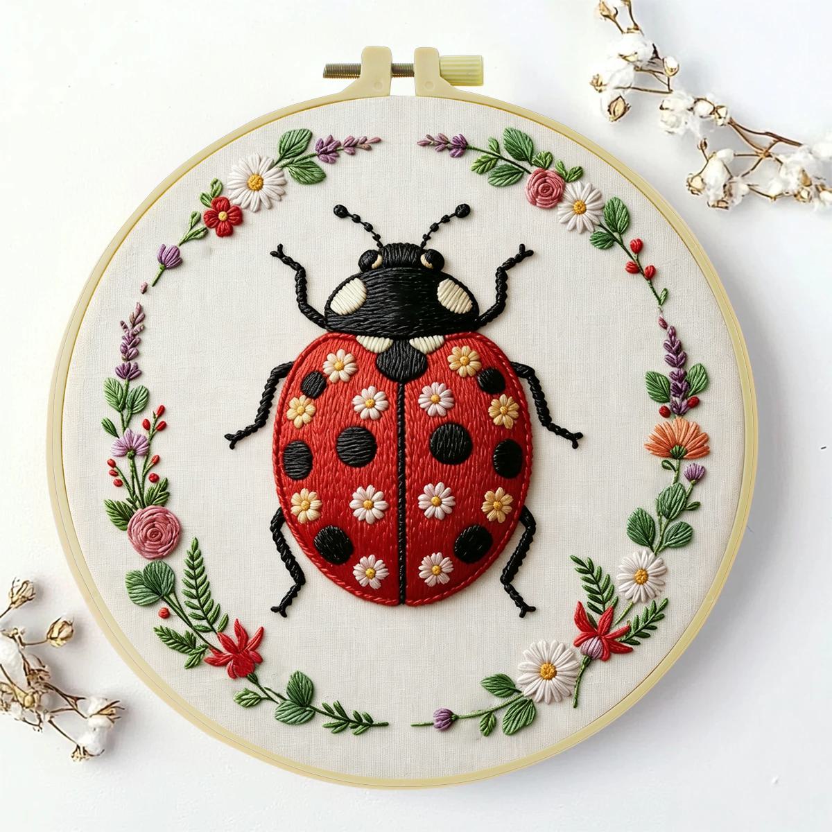 1pc 20X20CM/15X15CM 7.87/6.3in - Embroidery Lady Bug avis et prix