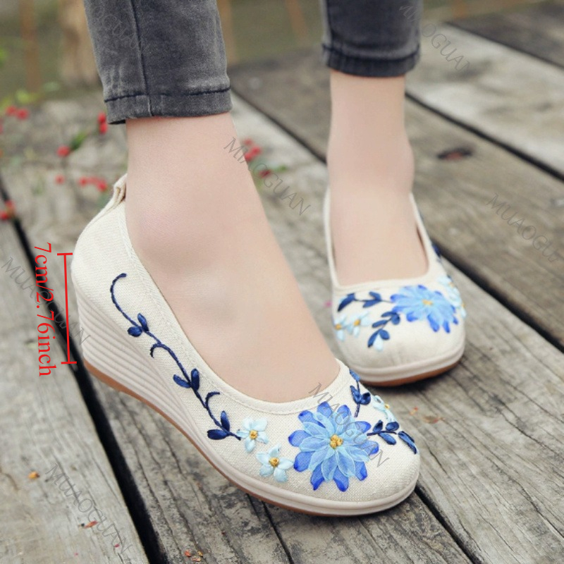 Embroidered Women Comfort Wedg - Embroidery Canvas avis et prix