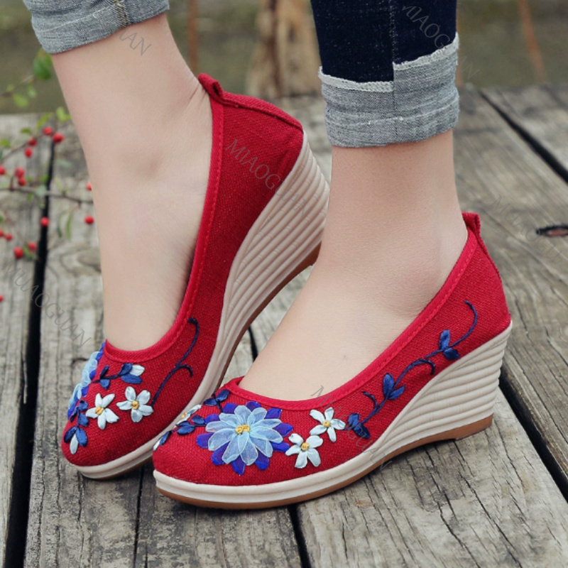 Embroidered Women Comfort Wedg - Embroidery Canvas avis et prix