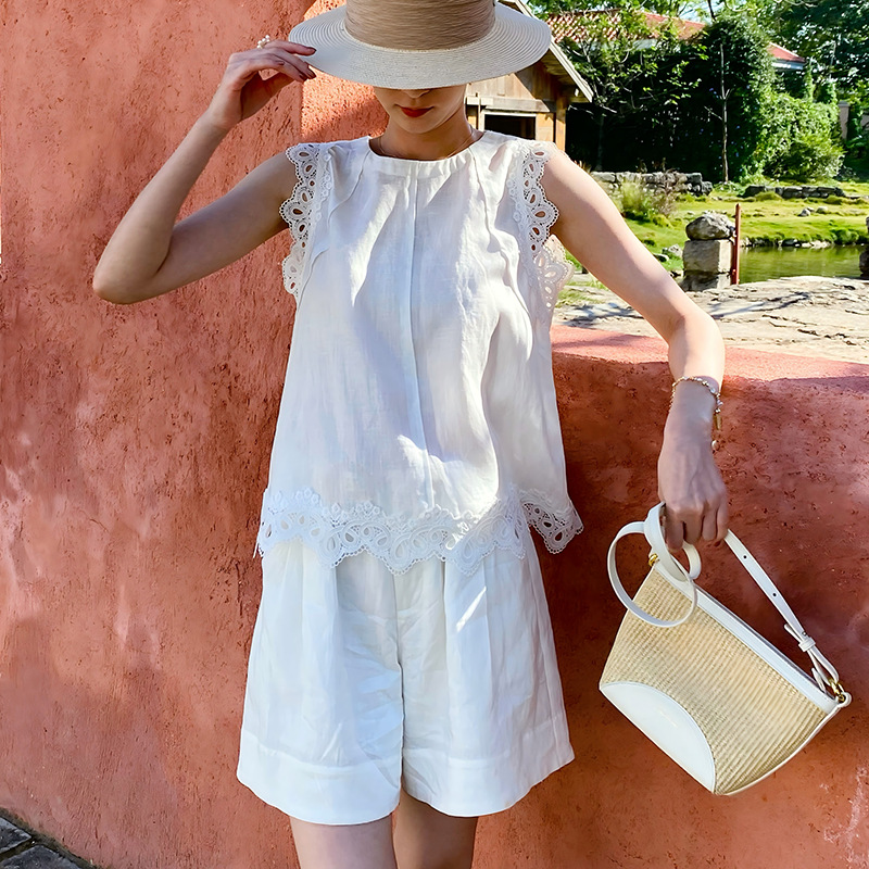 French Style Vintage Tank Blou - Embroidery Vest avis et prix