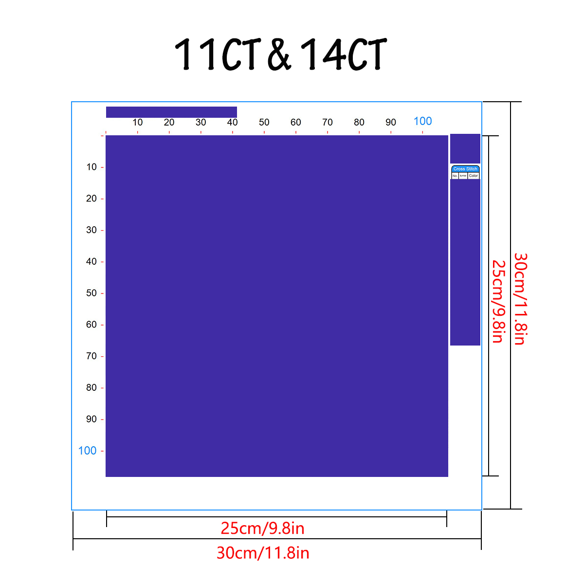 1PC 30X30CM/11.8in ,11CT/14CT  - Embroidery Running Stitch avis et prix