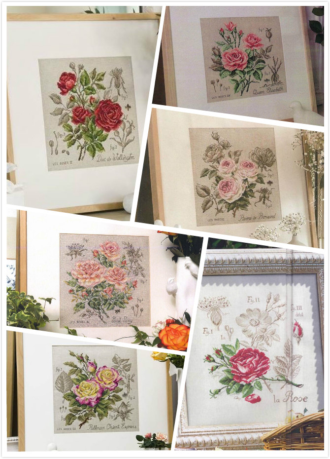 Dfea-Flower Series Rose Cross  - Embroidery Rose Stitch avis et prix