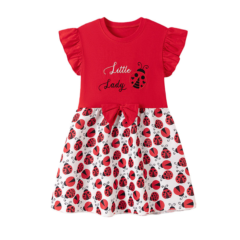 Short Sleeve Girls Dresses 2-7 - Embroidery Lady Bug avis et prix