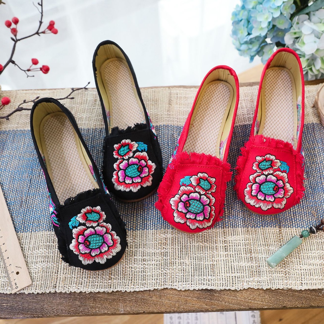 Woman Woven Shoes New Ethnic S - Embroidery Canvas avis et prix