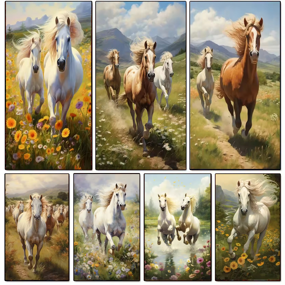 Grassland Running Horses DIY L - Embroidery Running Stitch avis et prix