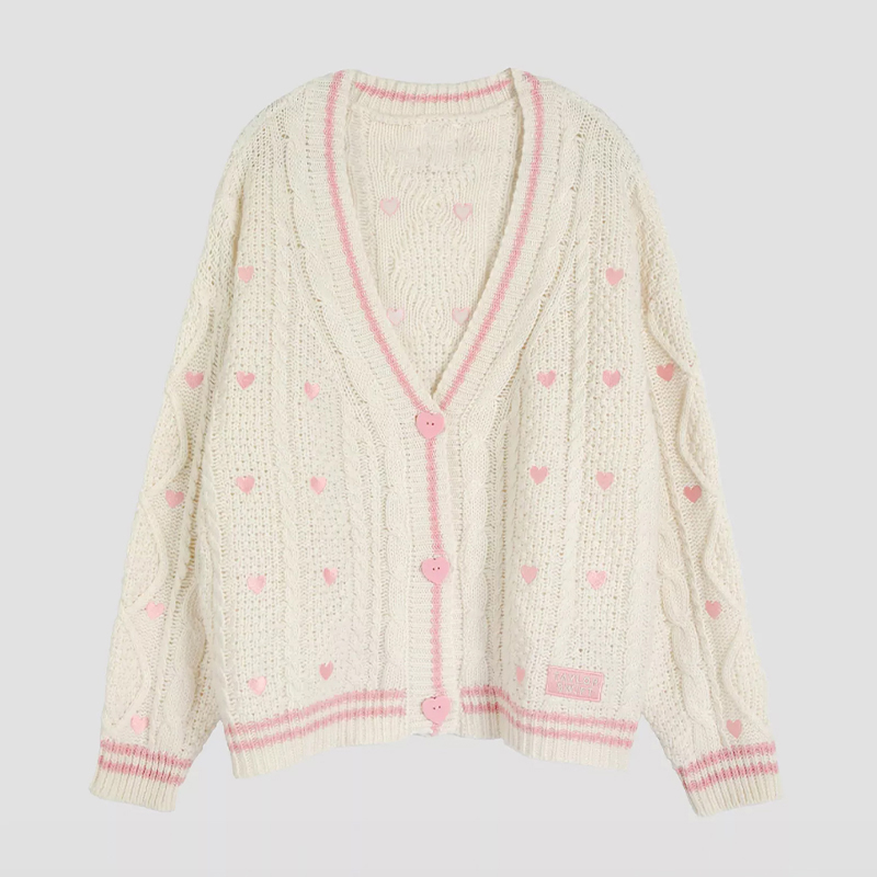 Lover Cardigan with Pink Heart - Embroidery Lovers avis et prix