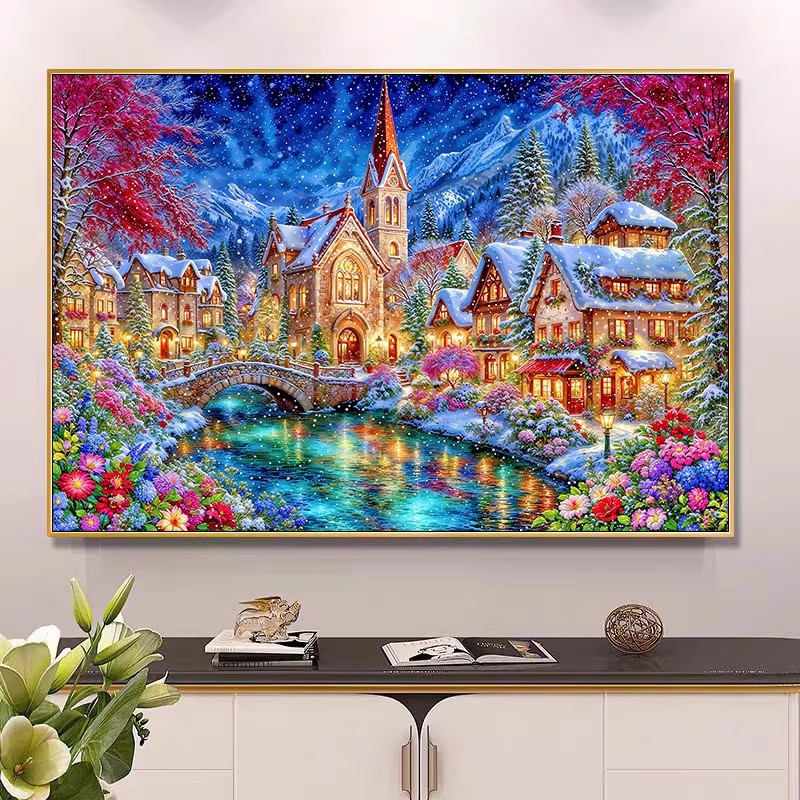 9ct 100x75cm Winter Church Emb - Embroidery Tas avis et prix