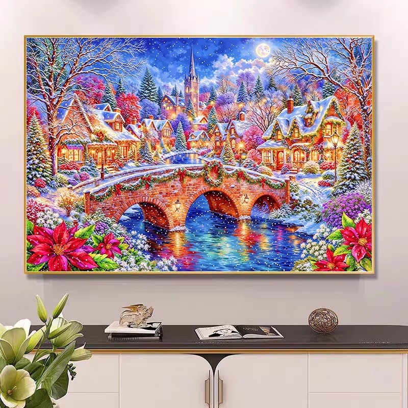 9ct 100x75cm Winter Church Emb - Embroidery Tas avis et prix